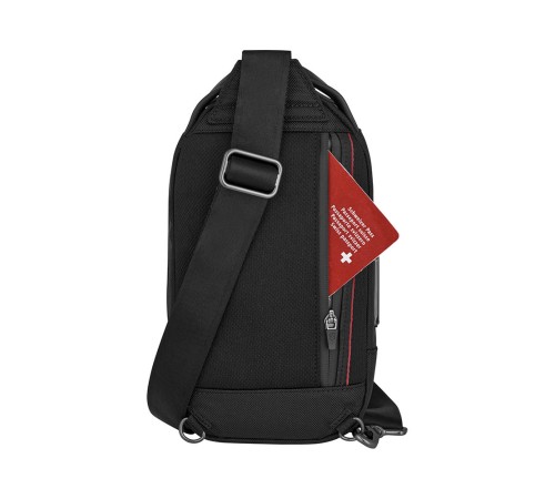 Рюкзак на одно плечо VICTORINOX Architecture Urban2 Sling Bag, черный, полиэстер/кожа, 17x8x28 см, 2 л