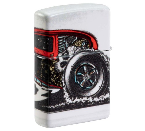 Зажигалка ZIPPO Hot Rod Design с покрытием 540 Matte, латунь/сталь, белая, матовая, 38x13x57 мм