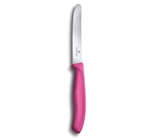 Нож столовый VICTORINOX SwissClassic, лезвие 11 см с волнистой заточкой, розовый