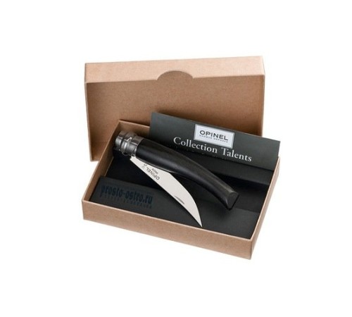 Нож филейный Opinel №10, нержавеющая сталь, рукоять эбеновое дерево, картонная коробка, 001708
