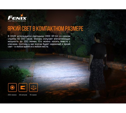 Фонарь Fenix E02R, голубой, E02RBL
