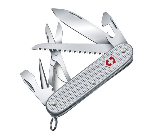 Нож перочинный VICTORINOX Farmer X Alox, 93 мм, 10 функций, алюминиевая рукоять, серебристый