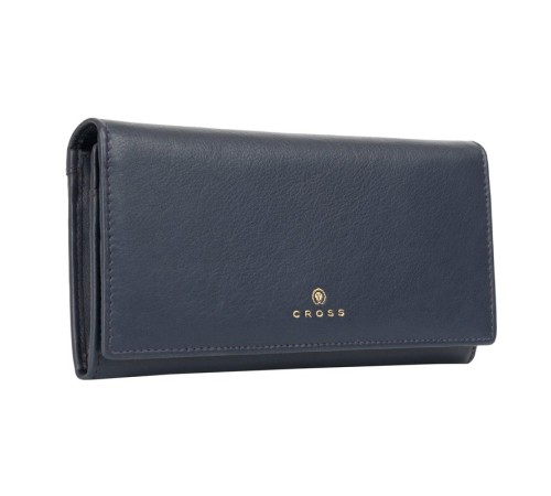 Кошелёк Cross Monaco Navy, кожа наппа, гладкая, цвет тёмно-синий, 20 x 11 x 2,5 см