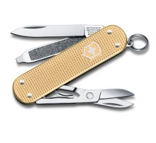 Нож-брелок VICTORINOX Classic Alox, 58 мм, 5 функций, алюминиевая рукоять, золотистый