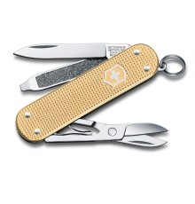 Нож-брелок VICTORINOX Classic Alox, 58 мм, 5 функций, алюминиевая рукоять, золотистый