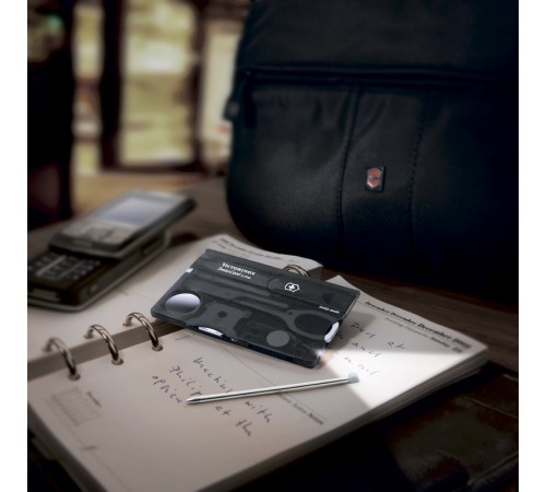 Швейцарская карточка VICTORINOX SwissCard Lite, 13 функций, полупрозрачная чёрная