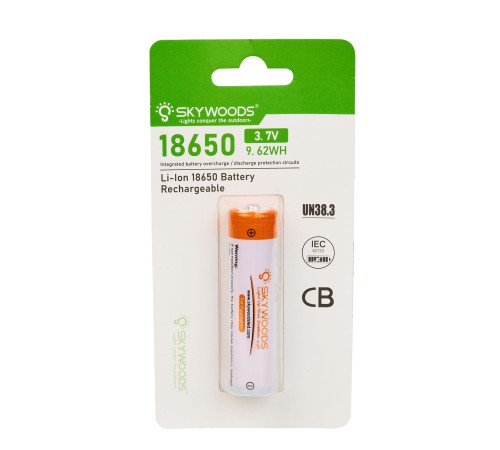 Аккумулятор SKYWOODS 18650, 2600mAh, 1000 циклов перезарядки