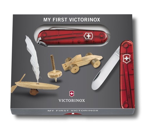 Нож перочинный VICTORINOX My First Victorinox, 84 мм, 8 функций, полупрозрачный красный