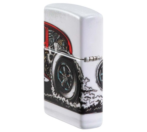 Зажигалка ZIPPO Hot Rod Design с покрытием 540 Matte, латунь/сталь, белая, матовая, 38x13x57 мм