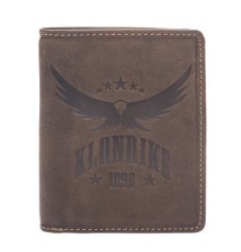 Бумажник KLONDIKE «Don», натуральная кожа в темно-коричневом цвете, 9,5 х 12 см