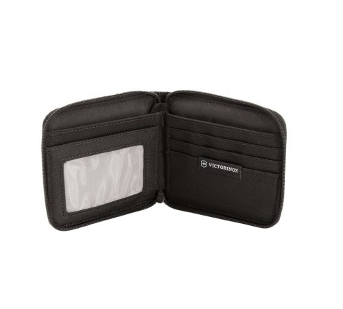 Бумажник VICTORINOX Tri-Fold Wallet, на молнии, чёрный, нейлон 800D, 11x1x10 см