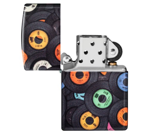 Зажигалка ZIPPO Records Design с покрытием 540 Matte, латунь/сталь, черная, 38x13x57 мм