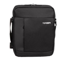 Сумка кросс-боди TORBER, черный, нейлон, 28х22х6 см