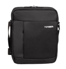 Сумка кросс-боди TORBER, черный, нейлон, 28х22х6 см