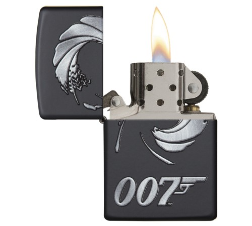 Зажигалка ZIPPO James Bond 007™ с покрытием Black Matte, латунь/сталь, чёрная, матовая, 36x12x56 мм