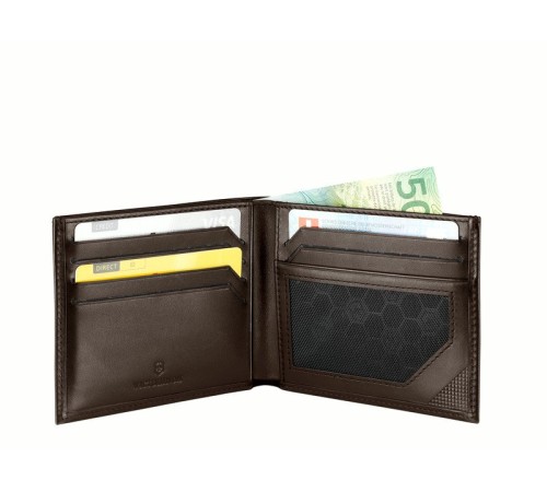Портмоне VICTORINOX Zenon с защитой от сканирования RFID, коричневое, кожа наппа, 11x2x9 см