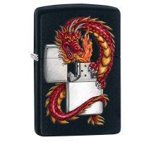 Зажигалка ZIPPO Дракон, с покрытием Black Matte, латунь/сталь, чёрная, матовая, 38x13x57 мм
