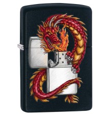 Зажигалка ZIPPO Дракон, с покрытием Black Matte, латунь/сталь, чёрная, матовая, 38x13x57 мм
