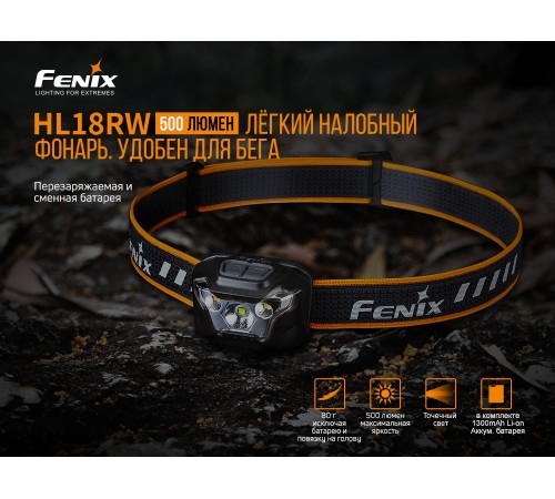Налобный фонарь Fenix HL18RW черный, HL18RWBlack