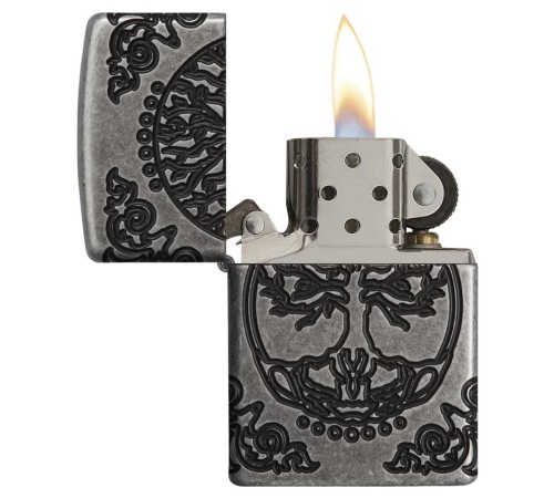 Зажигалка ZIPPO Armor® с покрытием Antique Silver, латунь/сталь, серебристая, матовая, 37х13x58 мм