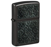 Зажигалка ZIPPO Pattern с покрытием High Polish Black, латунь/сталь, черная, глянцевая, 38x13x57 мм