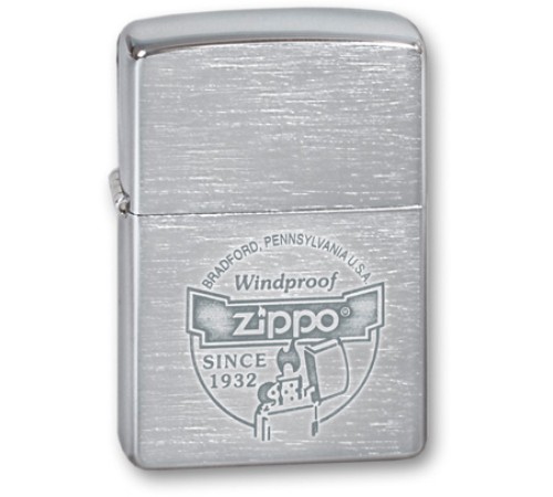 Зажигалка ZIPPO Since 1932, с покрытием Brushed Chrome, латунь/сталь, серебристая, 36x12x56 мм