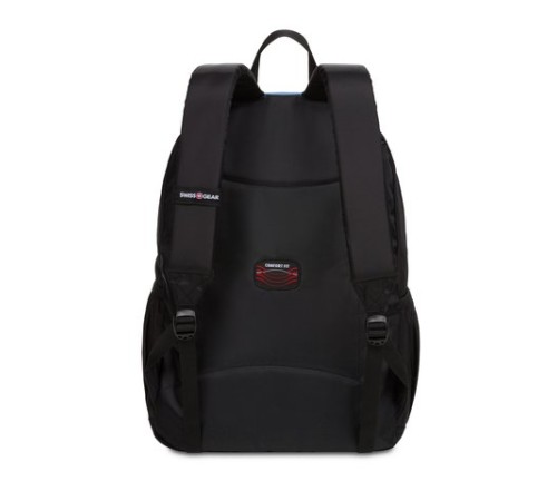 Рюкзак SWISSGEAR, чёрный/голубой, полиэстер 420D, 32х14х45 см, 20 л