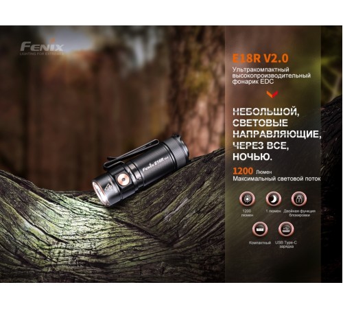 Фонарь Fenix E18R V2.0, E18RV20