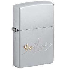 Зажигалка ZIPPO Love Design с покрытием Satin Chrome, латунь/сталь, серебристая, 38x13x57 мм