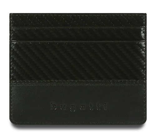 Портмоне для кредитных карт BUGATTI КОМЕТА | COMET, с защитой данных RFID, черное, натуральная воловья кожа, 10,2х0,2х8,2 см