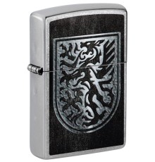 Зажигалка ZIPPO Dragon Design с покрытием Street Chrome, латунь/сталь, серебристая, 38x13x57 мм