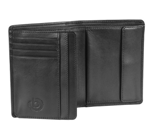 Портмоне BUGATTI Primo, чёрное, натуральная воловья кожа, 10х1,5х12,5 см