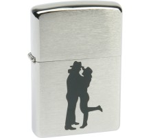 Зажигалка ZIPPO Cowboy Couple, с покрытием Brushed Chrome, латунь/сталь, серебристая, 38x13x57 мм