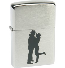 Зажигалка ZIPPO Cowboy Couple, с покрытием Brushed Chrome, латунь/сталь, серебристая, 38x13x57 мм