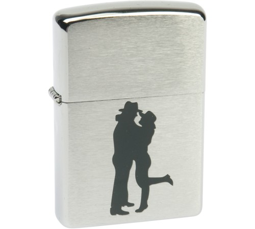 Зажигалка ZIPPO Cowboy Couple, с покрытием Brushed Chrome, латунь/сталь, серебристая, 38x13x57 мм