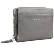 Кошелёк женский BUGATTI Lady Top, на молнии, серый, натуральная воловья кожа, 12х2,5х9 см