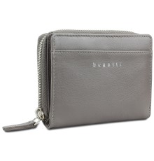 Кошелёк женский BUGATTI Lady Top, на молнии, серый, натуральная воловья кожа, 12х2,5х9 см