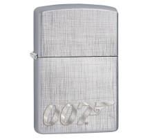 Зажигалка ZIPPO James Bond с покрытием Brushed Chrome, латунь/сталь, серебристая, 36x12x56 мм