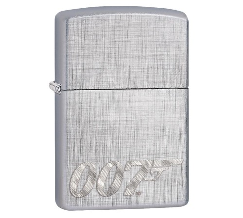 Зажигалка ZIPPO James Bond с покрытием Brushed Chrome, латунь/сталь, серебристая, 36x12x56 мм