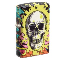 Зажигалка ZIPPO Skull Design с покрытием Glow In The Dark Green,латунь/сталь,разноцветная38x13x57 мм