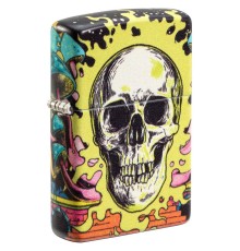 Зажигалка ZIPPO Skull Design с покрытием Glow In The Dark Green,латунь/сталь,разноцветная38x13x57 мм