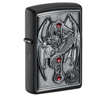 Зажигалка ZIPPO Winged Dragon Cross с покрытием Black Matte, латунь/сталь, чёрная, 38x13x57 мм