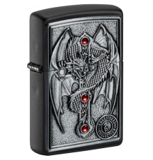 Зажигалка ZIPPO Winged Dragon Cross с покрытием Black Matte, латунь/сталь, чёрная, 38x13x57 мм