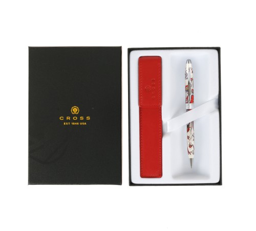 Подарочный набор Cross: шариковая ручка Cross Botanica Red Hummingbird Vine с чехлом для ручки