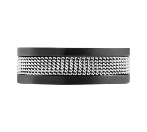 Кольцо ZIPPO Mesh Band Ring, чёрно-серебристое, с сетчатым орнаментом, сталь, диаметр 19,7 мм