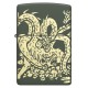 Зажигалка ZIPPO Dragon Design с покрытием Green Matte, латунь/сталь, зеленая, матовая, 38x13x57 мм