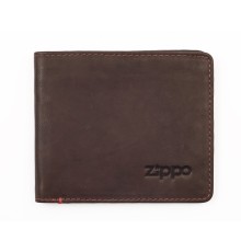 Портмоне ZIPPO, коричневое, натуральная кожа, 11x1,2x10 см