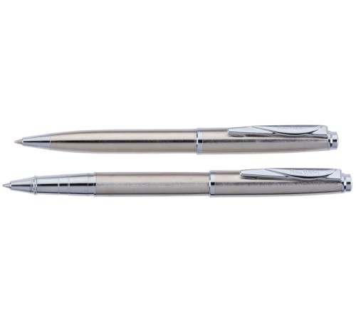 Набор  Pierre Cardin PEN&PEN: ручка шариковая + роллер. Цвет - стальной. Упаковка Е.