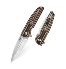 Нож Bestech Fin сталь 14C28N, рукоять G10 черно-оранжевая-бежевая