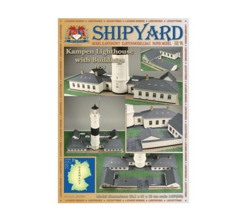 Сборная картонная модель Shipyard маяк Lighthouse Kampen with buildings (№74), 1/87